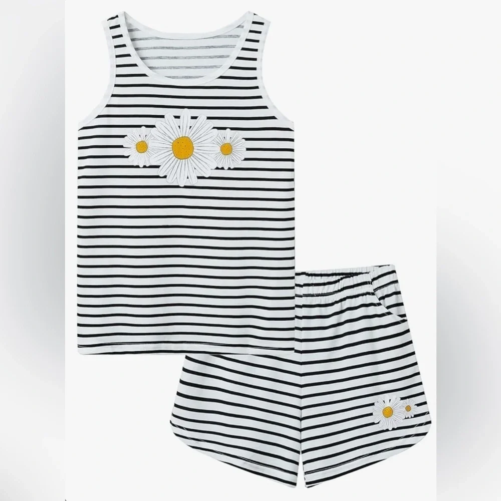 NEW Striped Daisy Kids Pajamas Set